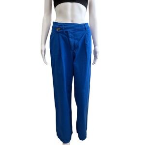 Zara Royal Blue Wide Leg Pleated High Waisted Trouser Pants Medium